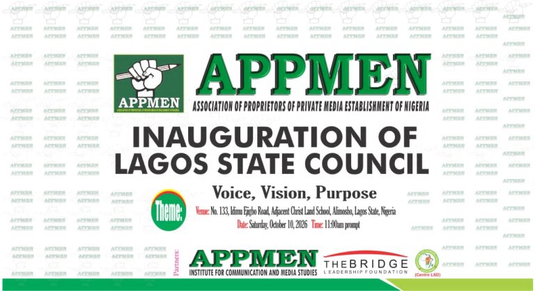 APPMEN TO INAUGURATE LAGOS STATE COUNCIL SATURDAY